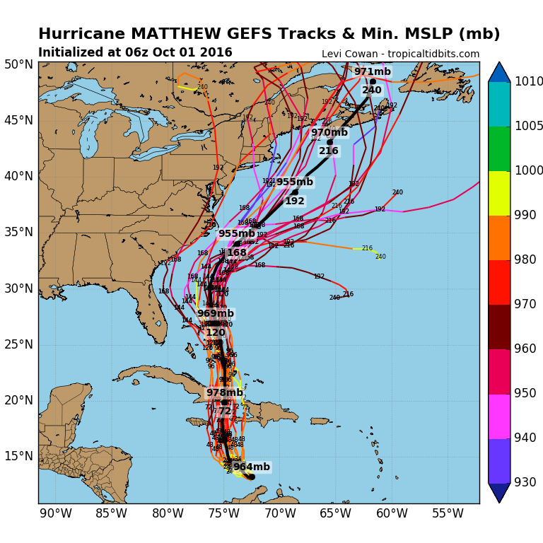 Mike's weather page - Mathew storm track